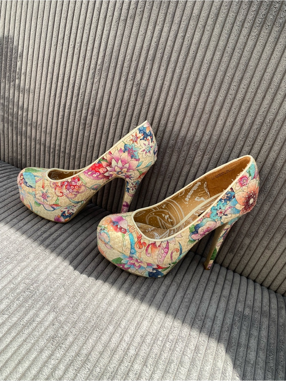 Dollhouse Floral Multi-Color Platform Pumps